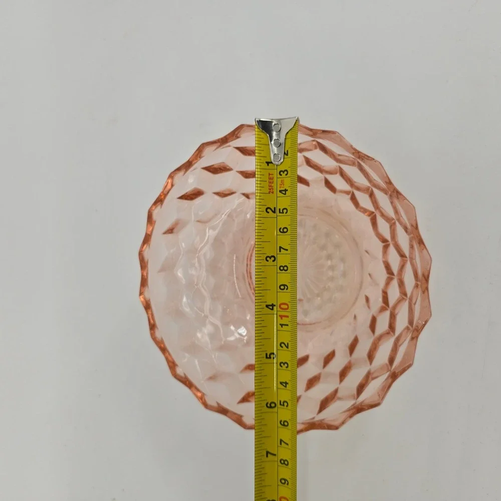 Vintage Jeannette Pink Depression Glass Cube Bowl Cubist 6.5 Art Deco Salad Dish